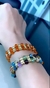 Pulseira elástica banho ouro, cristais tchecos laranja, veste pulsos 16 a 18cm ou passe sua medida pelo whatsapp do site. - comprar online