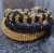 Pulseira em crochê e fio metal e vidrilhos tchecos preto fecho regulável. - comprar online