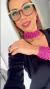 Bracelete renda leque 6,5 largura em crochê fio metal rosa pink, fecho magnético. - Silvia Ferraz Crochet Luxo