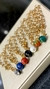 Pulseira banho ouro elos portugueses 1cm, pingente bola pedra natural, pulso 16cm a 18cm, ajustável.