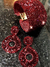 Conjunto em croche com vidrilhos na cor marsala