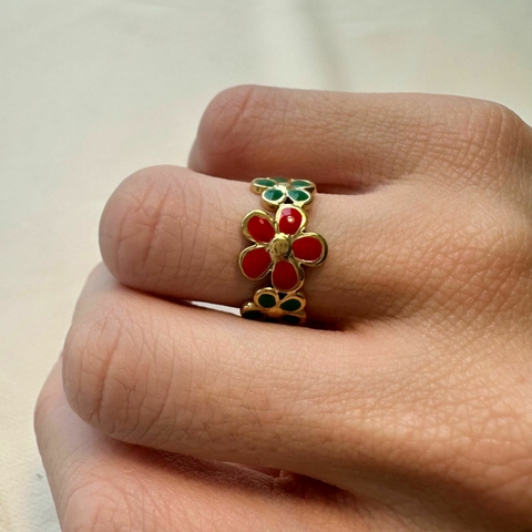 Anel Esmaltado Flores