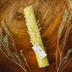 Vela de Pura Cera de Abelha (Individual, Grossa com Decoração)