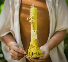 Vela de Pura Cera de Abelha (Individual, Grossa com Decoração) na internet