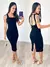 VESTIDO MIDI CANELADO PRETO ISADORA - comprar online