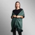 Olive military green real fox fur pompom pashmina scarf. Shawl style light wool cashmere wrap accessory by Fabiane Frank. Cozy for cold fall winter days 2025 2026 at Fur Shop. Buy online imported Gramado 2
