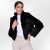 Sleek Jacket. Handmade entirely in rabbit fur, high collar, and with a pocket. Brand Fabiane Frank. Classic and elegant model. Fur and Shop. Perfect to keep warm in the cold of autumn and winter 2024 2025. Black Front