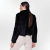 Sleek Jacket. Handmade entirely in rabbit fur, high collar, and with a pocket. Brand Fabiane Frank. Classic and elegant model. Fur and Shop. Perfect to keep warm in the cold of autumn and winter 2024 2025. Black Back