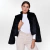 Sleek Jacket. Handmade entirely in rabbit fur, high collar, and with a pocket. Brand Fabiane Frank. Classic and elegant model. Fur and Shop. Perfect to keep warm in the cold of autumn and winter 2024 2025. Black Front 3