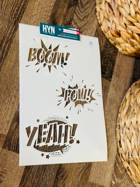 stencil 20x30 HYN laser onomatopeya