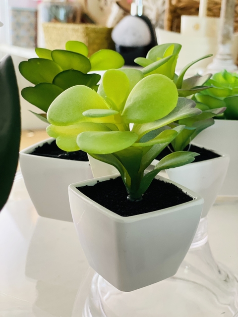 Suculenta rosa artificial en maceta - comprar online