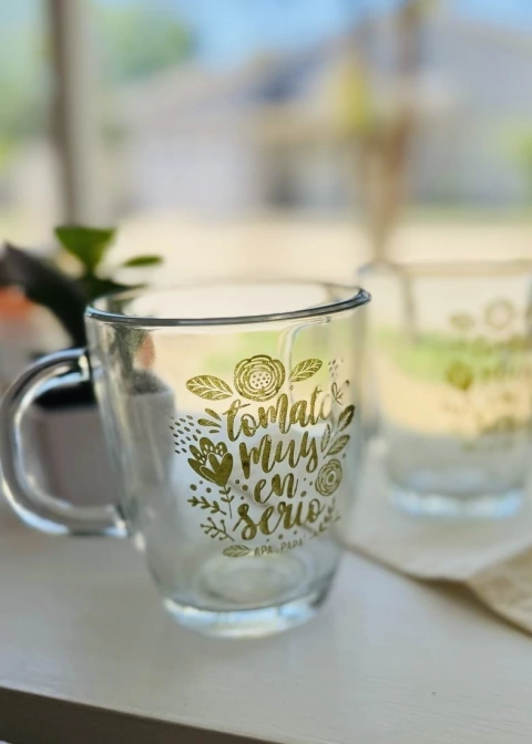Tazas de vidrio impresas Apa la papa