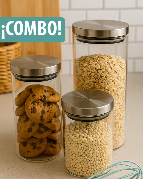 Combo frascos redondos tapa acero x3 - comprar online