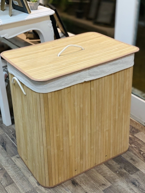 Cesto doble plegable de bambú rectangular - comprar online