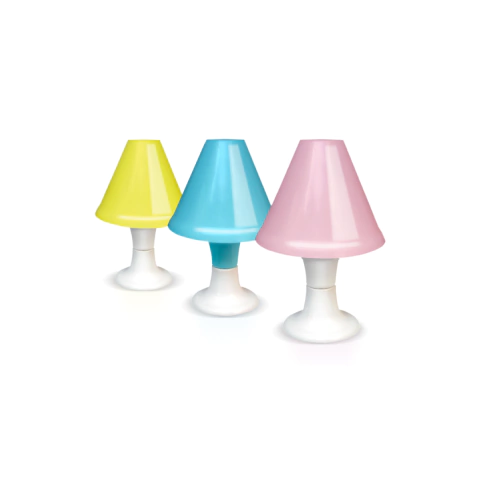 Velador pvc base Blanca pantalla Rosa - Taad Lucem