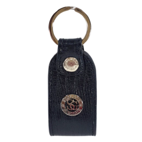 CHAVEIRO COURO COM ARGOLA - PRETO