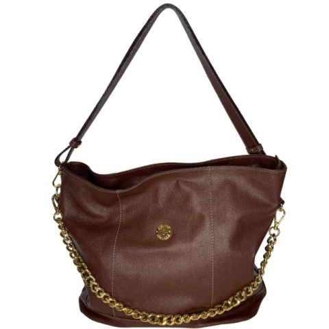 BOLSA GRANDE MELINA EM COURO - MARROM CORRENTE