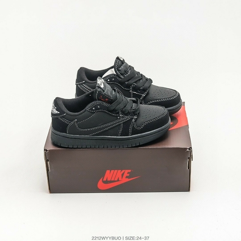 KIDs infantil Travis Scott x Jordan 1 Low Black Phantom