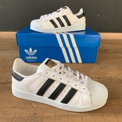 AD SUPERSTAR COURO BRANCO PRETO - loja online