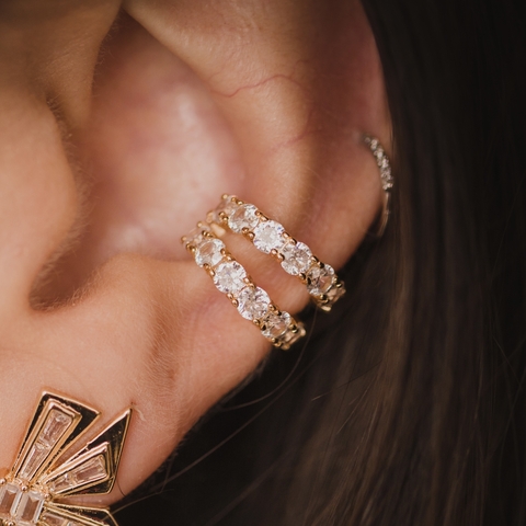 Brinco Piercing Duplo Dourado