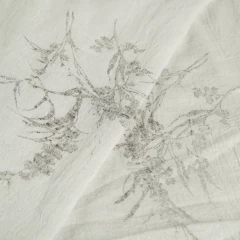 Gasa Pesada Premium Blanco Off White Estampada con Ramas (Ancho 2,20 mts)