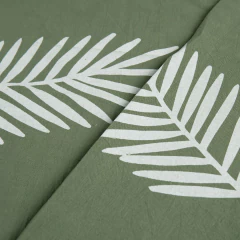 Tusor Liviano Verde Seco Estampado con Hoja Blanca (1,50 mts)