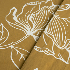 Tusor Liviano Avellana Estampado con Flor Blanca (2,20 mts)