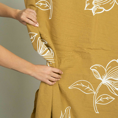 Tusor Liviano Avellana Estampado con Flor Blanca (2,20 mts) - comprar online