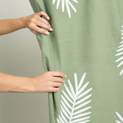 Tusor Liviano Verde Seco Estampado con Hoja Blanca (1,50 mts) - comprar online