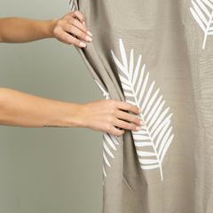 Tusor Liviano Gris Elefante Estampado con Hoja Blanca (1,50 mts) - comprar online
