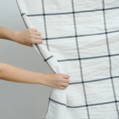 Tusor Liviano Super Ancho Blanco off White y Cuadrille Azul con Azul (Ancho 2,70 mts) - comprar online