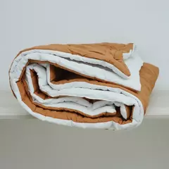 Acolchado de Tusor Premium Canela y Blanco Off White Queen - comprar online