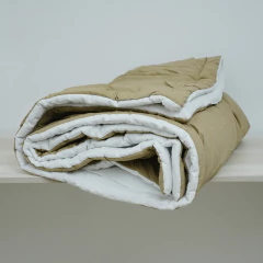 Acolchado de Tusor Premium Khaki y Blanco Off White Twin - comprar online