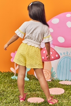 Conjunto de Blusa Boxy em Malha Texturizada e Shorts em Laise Kukiê 73906 - comprar online