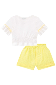 Conjunto de Blusa Boxy em Malha Texturizada e Shorts em Laise Kukiê 73906 - Estrelinha Baby Kids