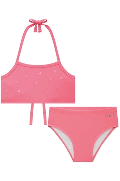 Biquíni em Malha com Proteção UV 50+ Rosa Neon Kukiê 74403