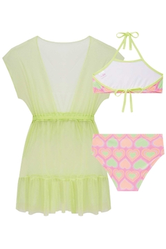 Biquíni em Malha com Proteção UV 50+ e Saída de Praia em Tule Kukiê 74407 - Estrelinha Baby Kids