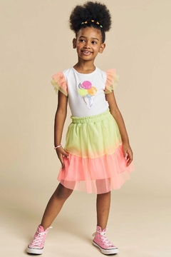 Conjunto de Blusa Boxy em Cotton e Saia em Tule (com Shorts Embutido) Kukiê 75224