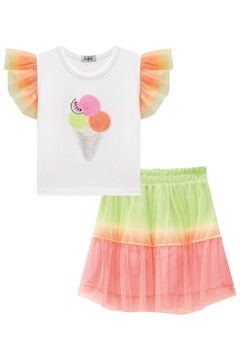 Conjunto de Blusa Boxy em Cotton e Saia em Tule (com Shorts Embutido) Kukiê 75224 na internet