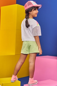 Conjunto de Blusa Boxy Over em Meia Malha e Shorts em Moletom Kukiê 75867 - comprar online