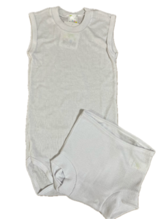 Conjunto Infantil Body Regata e Tapa Fralda Malhas Lion "Branco"