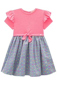 Vestido em Canelado e Chambray Bordado Kukiê 77720 - comprar online
