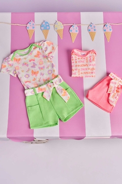 Conjunto de Body em Canelado e Shorts em Malha Blend Kukiê 78229 - Estrelinha Baby Kids