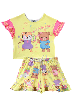 Conjunto de Cropped e Shorts em Malha Power Kukiê 81039