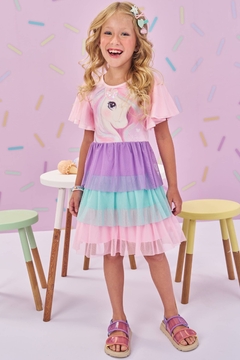 Vestido em Cotton e Tule Kukiê 78959
