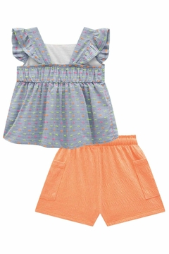 Conjunto de Bata em Chambray e Shorts em Malha Elastic Kukiê 78143 na internet