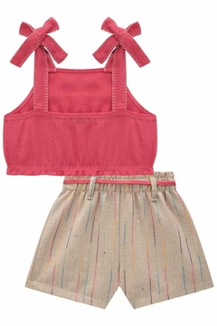 Conjunto de Blusa em Alfaiataria Twill e Shorts em Linho Maquinetado Kukiê 76983 - loja online
