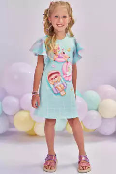 Vestido em Fly Tech e Tule Sublimado Kukiê 78329