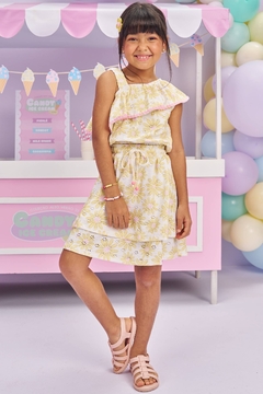 Conjunto de Blusa Boxy e Saia em Malha Laise Sublimada Kukiê 77417