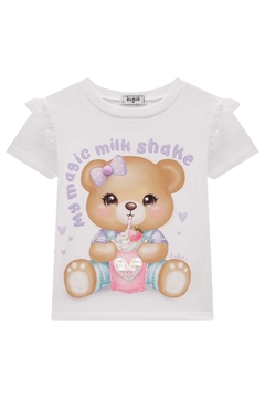 Conjunto de Blusa em Meia Malha e Short Saia em Molevisco Kukiê 78494 - Estrelinha Baby Kids